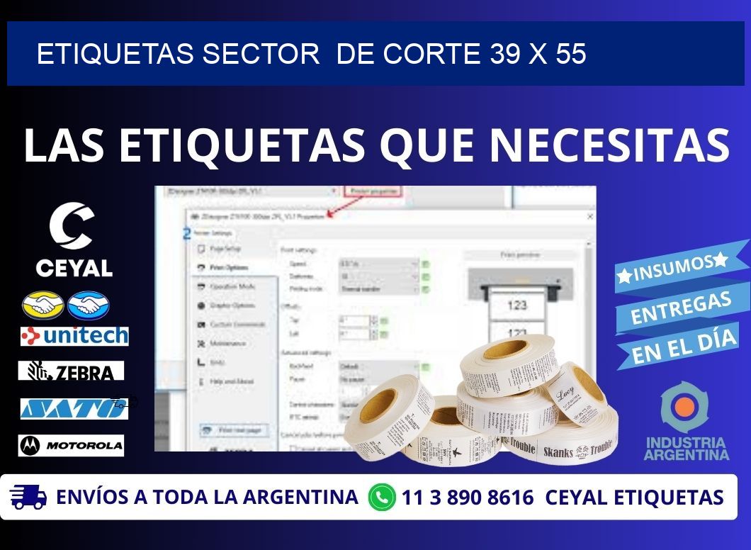 ETIQUETAS SECTOR  DE CORTE 39 x 55