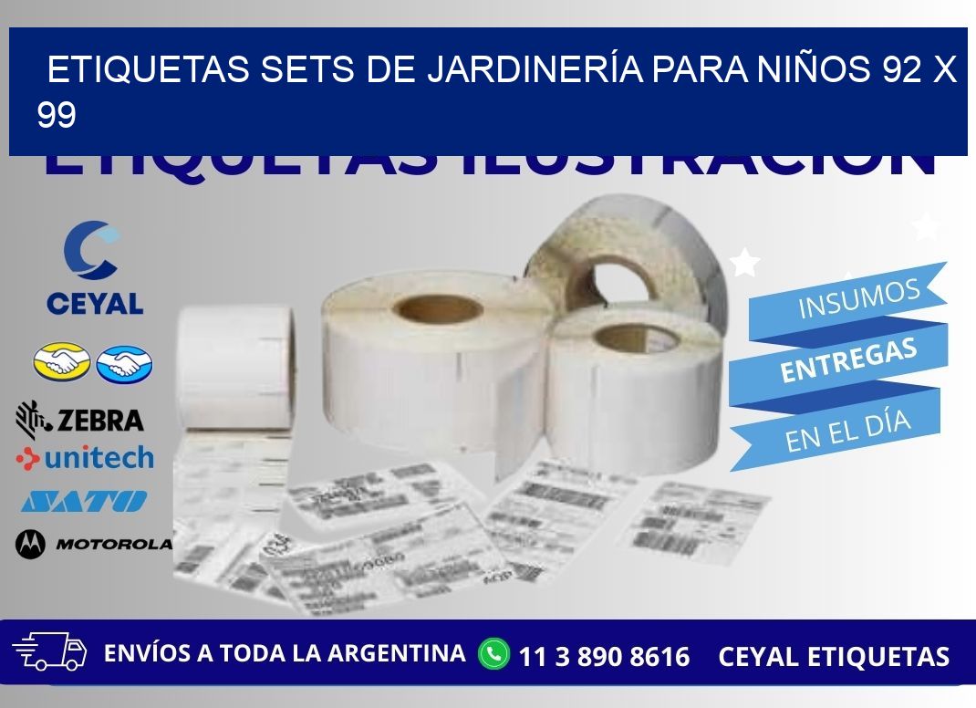 ETIQUETAS SETS DE JARDINERÍA PARA NIÑOS 92 x 99