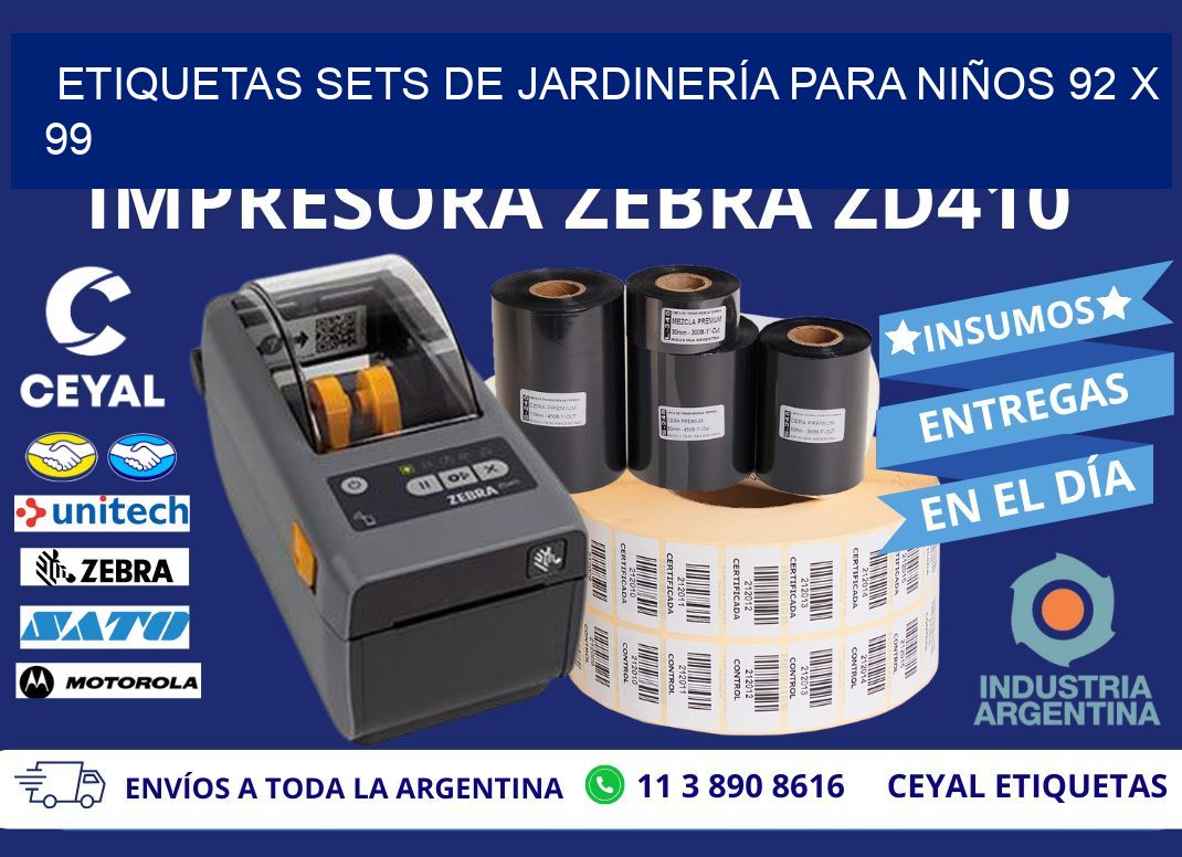 ETIQUETAS SETS DE JARDINERÍA PARA NIÑOS 92 x 99