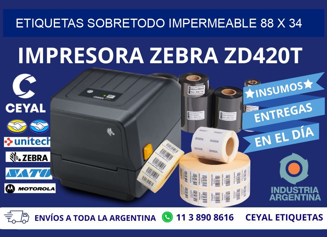 ETIQUETAS SOBRETODO IMPERMEABLE 88 x 34