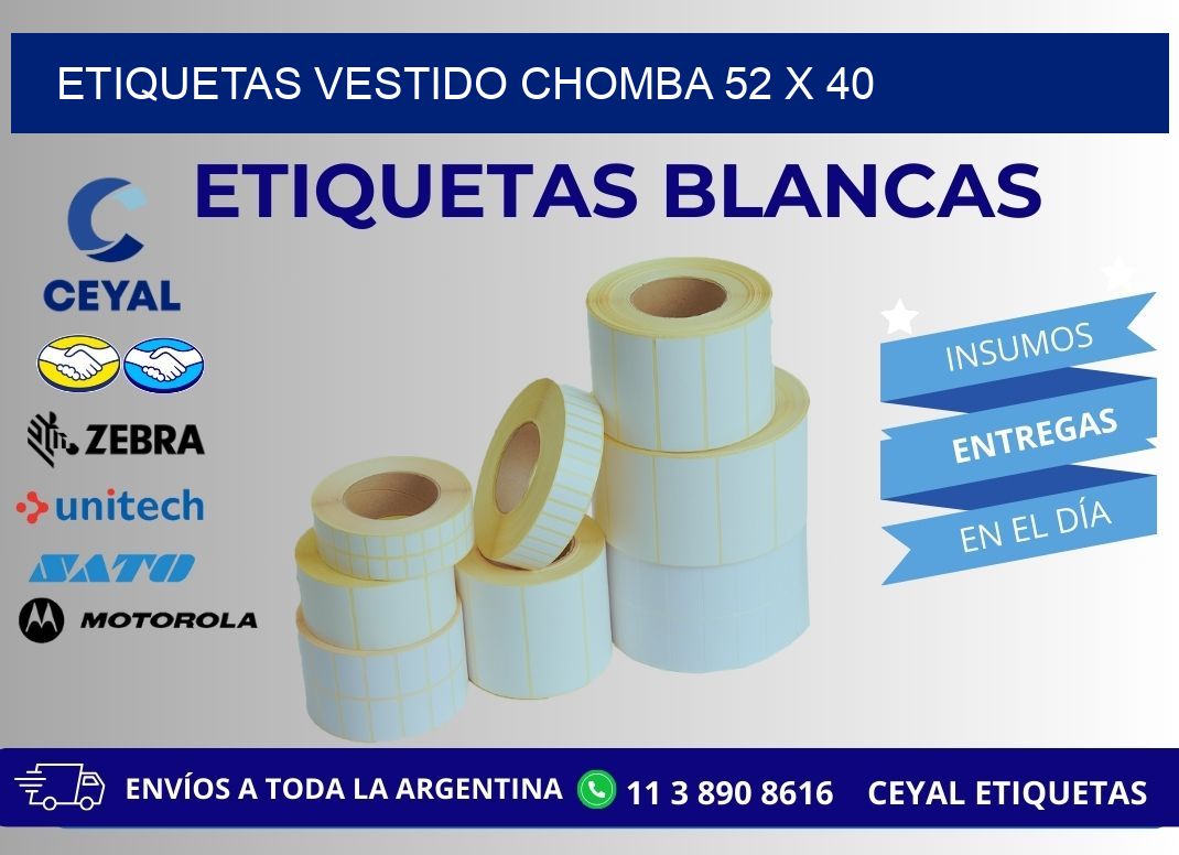 ETIQUETAS VESTIDO CHOMBA 52 x 40
