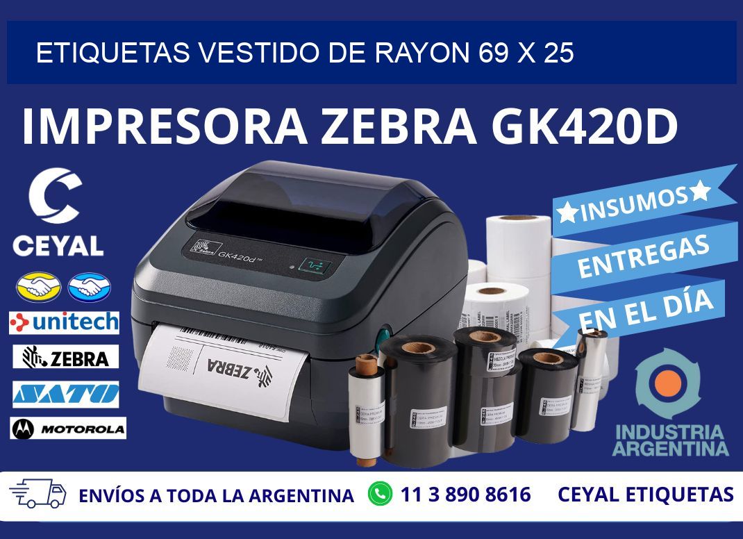 ETIQUETAS VESTIDO DE RAYON 69 x 25