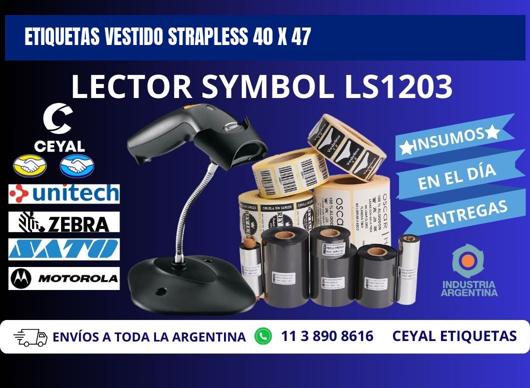 ETIQUETAS VESTIDO STRAPLESS 40 x 47