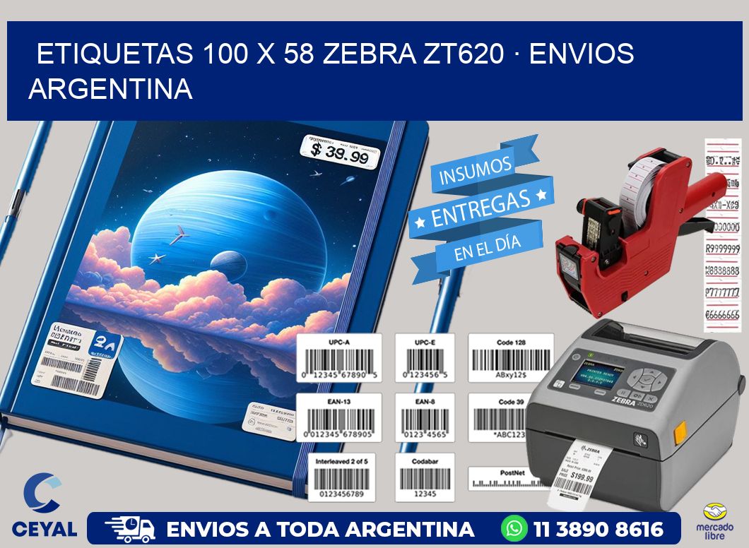 ETIQUETAS 100 x 58 ZEBRA ZT620 · ENVIOS ARGENTINA