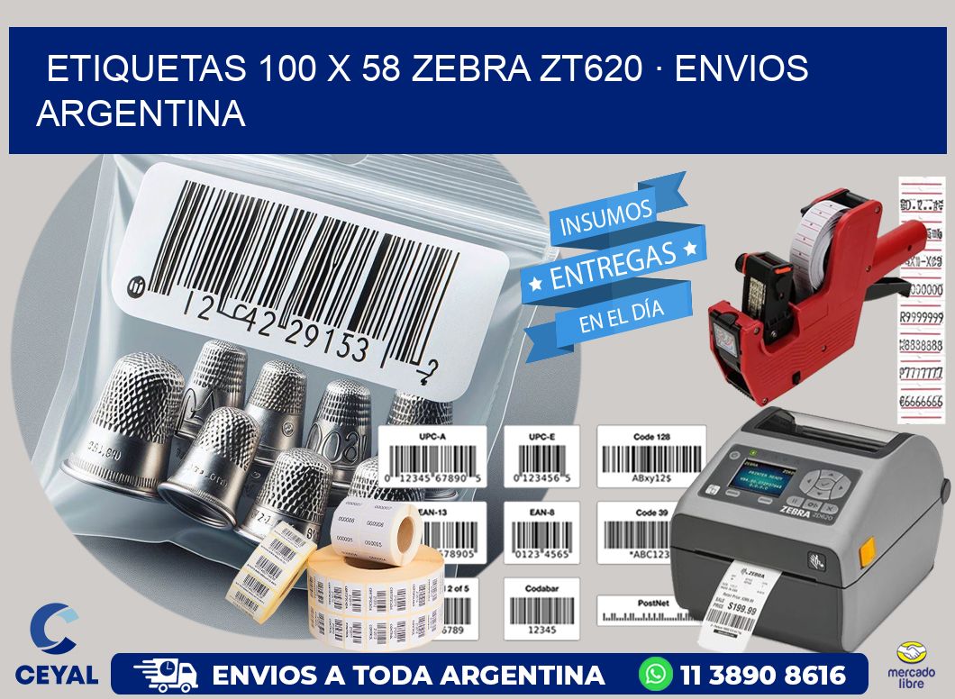 ETIQUETAS 100 x 58 ZEBRA ZT620 · ENVIOS ARGENTINA