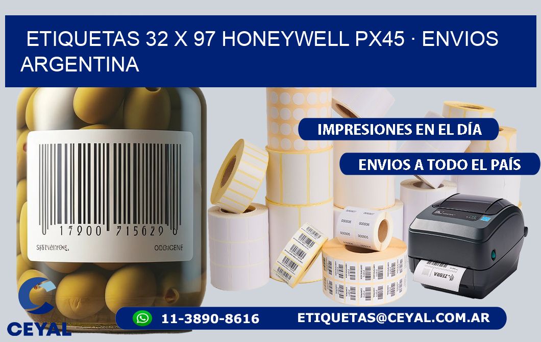 ETIQUETAS 32 x 97 HONEYWELL PX45 · ENVIOS ARGENTINA