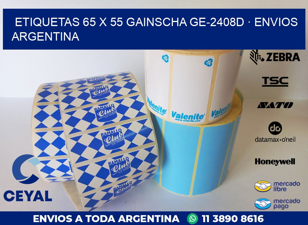 ETIQUETAS 65 x 55 GAINSCHA GE-2408D · ENVIOS ARGENTINA