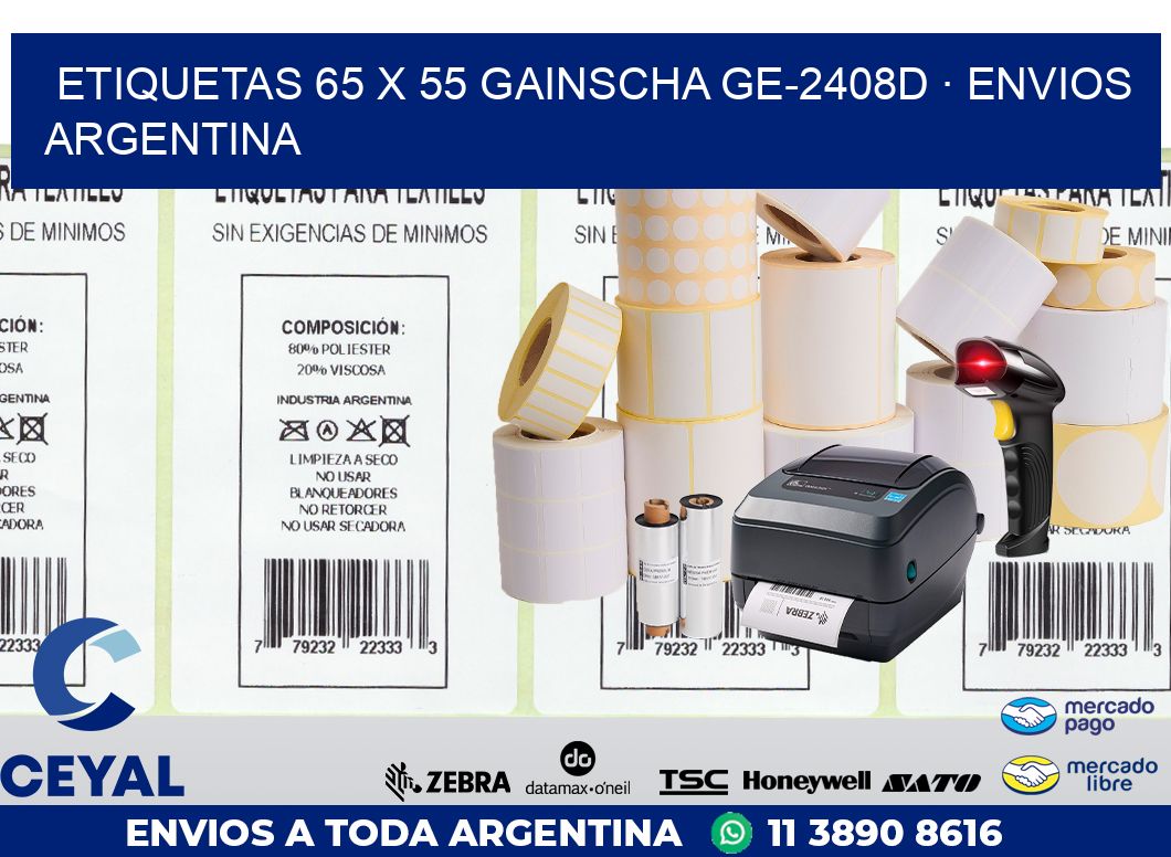 ETIQUETAS 65 x 55 GAINSCHA GE-2408D · ENVIOS ARGENTINA