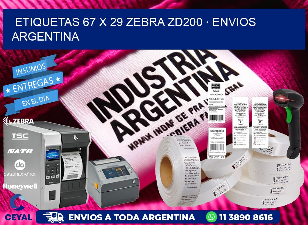 ETIQUETAS 67 x 29 ZEBRA ZD200 · ENVIOS ARGENTINA
