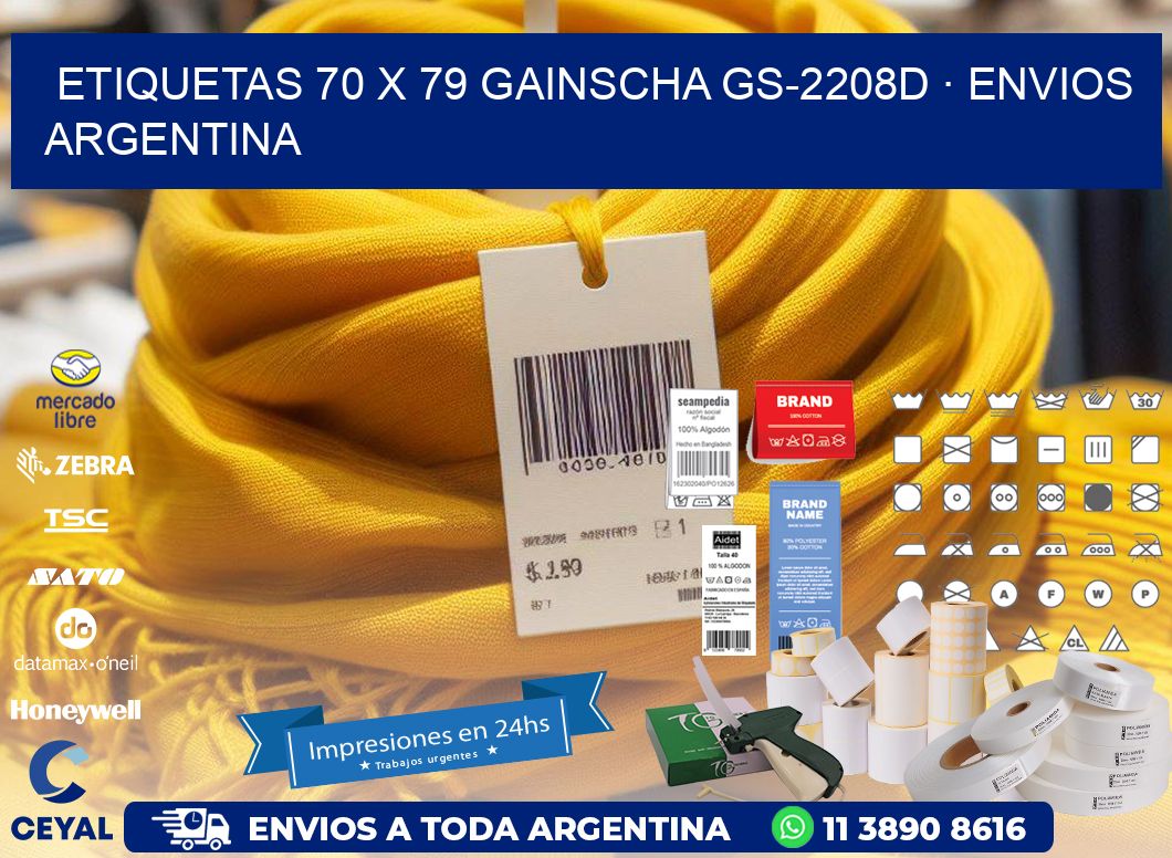 ETIQUETAS 70 x 79 GAINSCHA GS-2208D · ENVIOS ARGENTINA