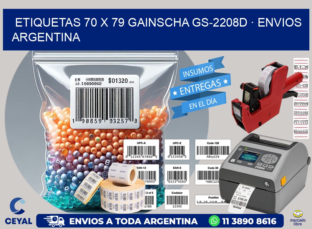 ETIQUETAS 70 x 79 GAINSCHA GS-2208D · ENVIOS ARGENTINA