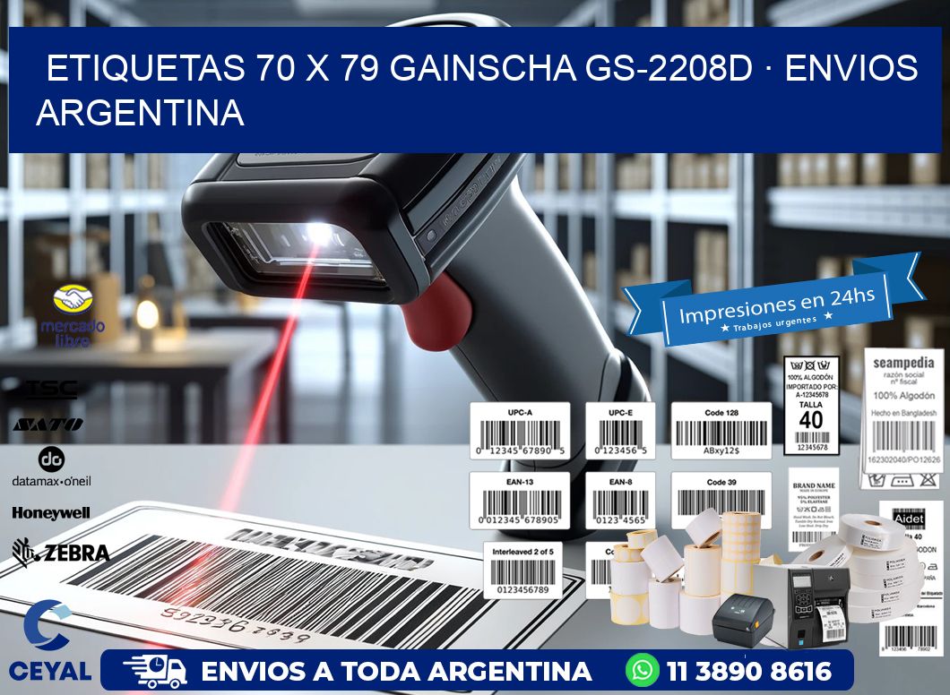 ETIQUETAS 70 x 79 GAINSCHA GS-2208D · ENVIOS ARGENTINA