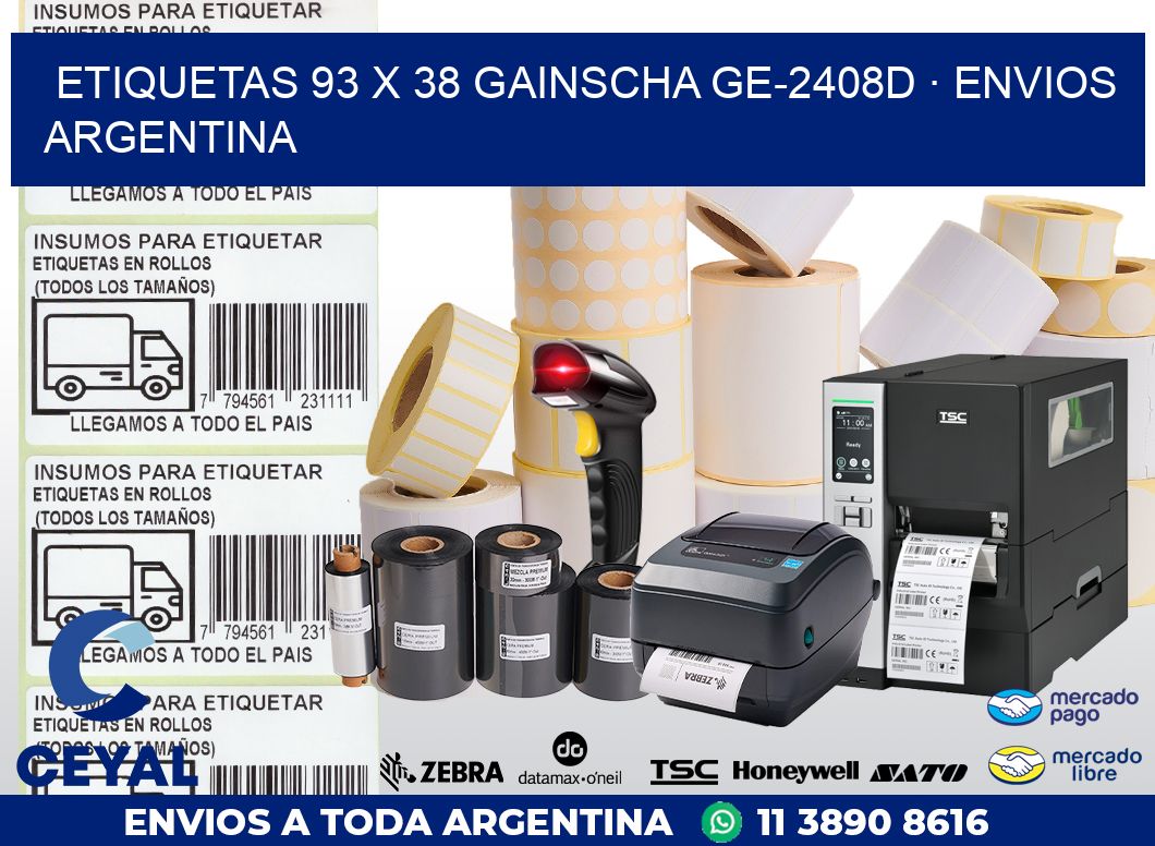 ETIQUETAS 93 x 38 GAINSCHA GE-2408D · ENVIOS ARGENTINA