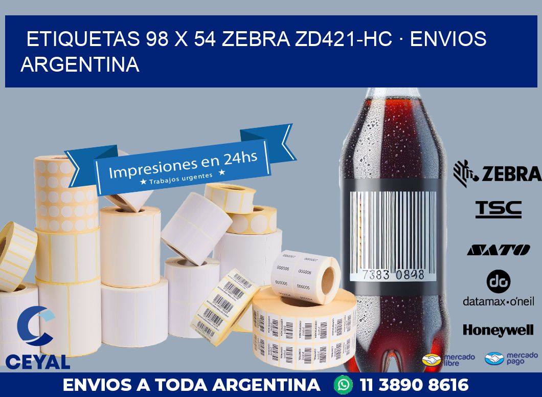 ETIQUETAS 98 x 54 ZEBRA ZD421-HC · ENVIOS ARGENTINA