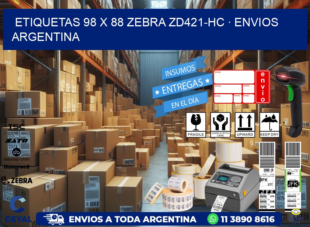 ETIQUETAS 98 x 88 ZEBRA ZD421-HC · ENVIOS ARGENTINA