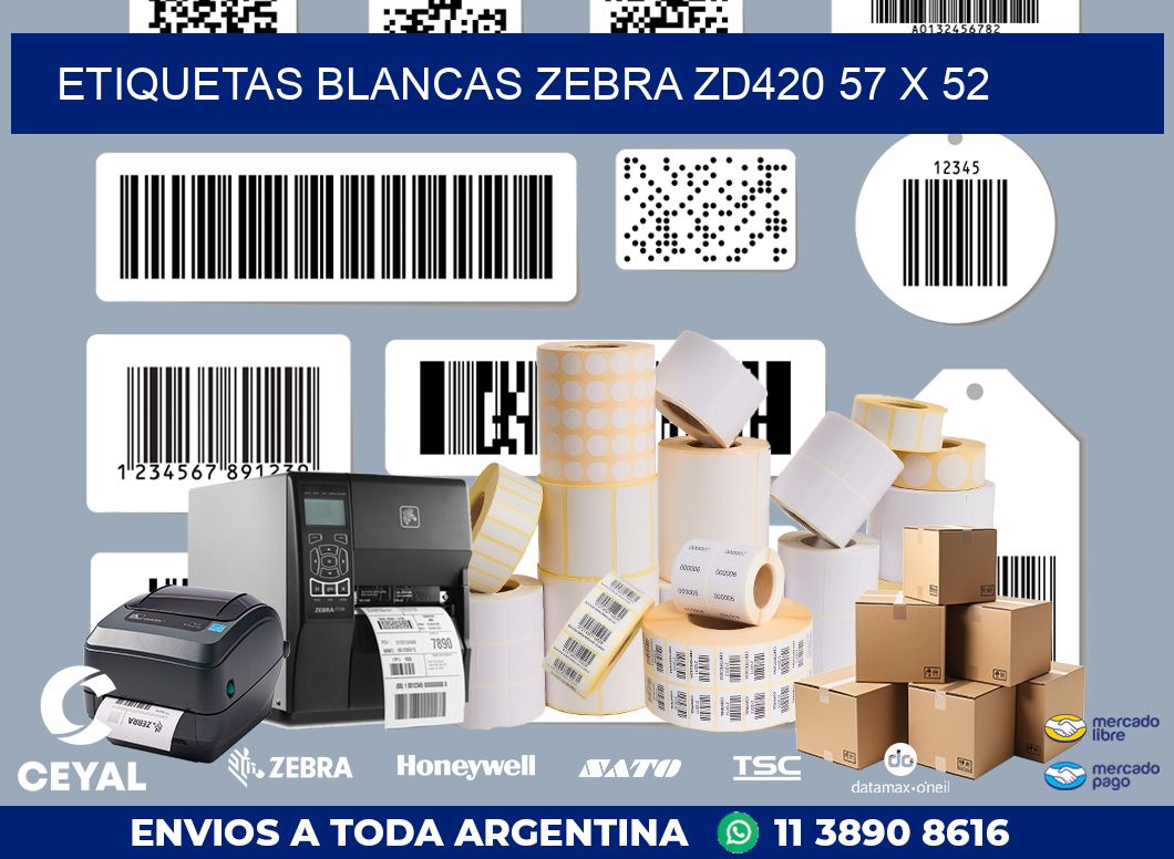 ETIQUETAS BLANCAS ZEBRA ZD420 57 x 52