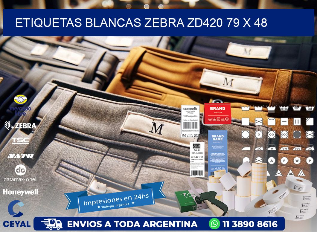 ETIQUETAS BLANCAS ZEBRA ZD420 79 x 48