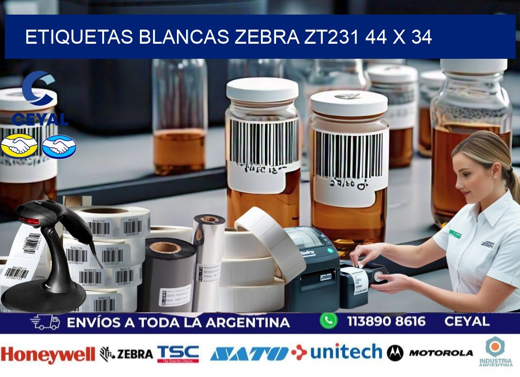 ETIQUETAS BLANCAS ZEBRA ZT231 44 x 34