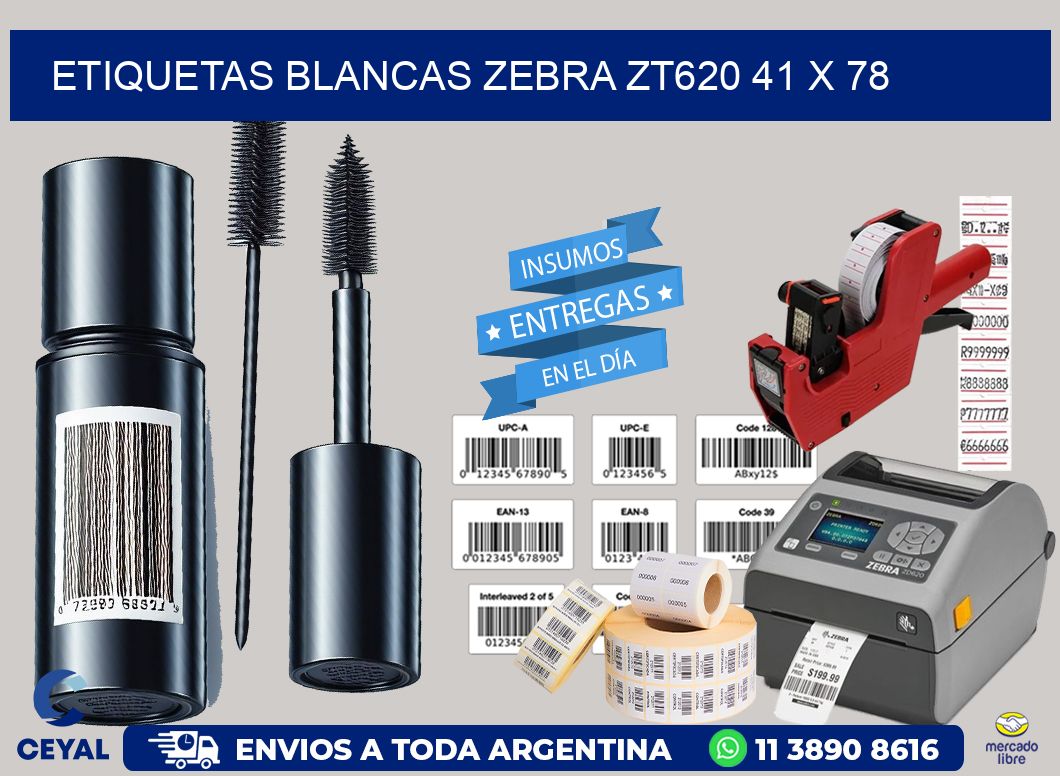 ETIQUETAS BLANCAS ZEBRA ZT620 41 x 78
