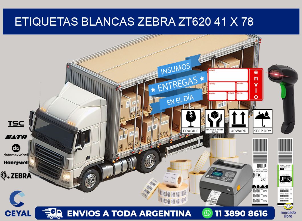 ETIQUETAS BLANCAS ZEBRA ZT620 41 x 78