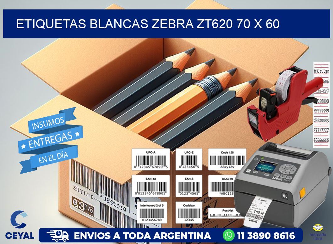 ETIQUETAS BLANCAS ZEBRA ZT620 70 x 60