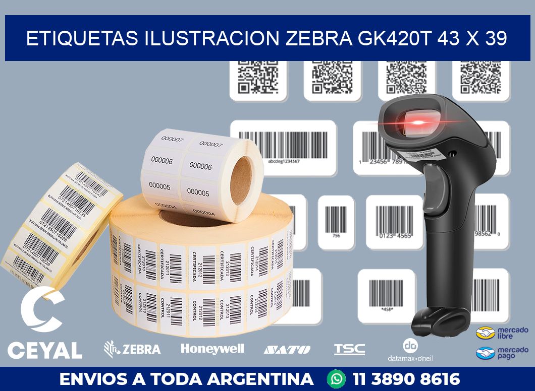 ETIQUETAS ILUSTRACION ZEBRA GK420T 43 x 39