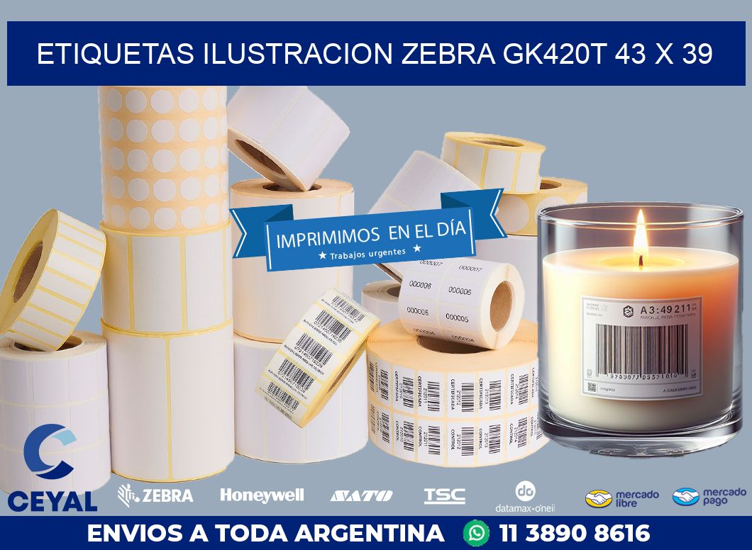 ETIQUETAS ILUSTRACION ZEBRA GK420T 43 x 39