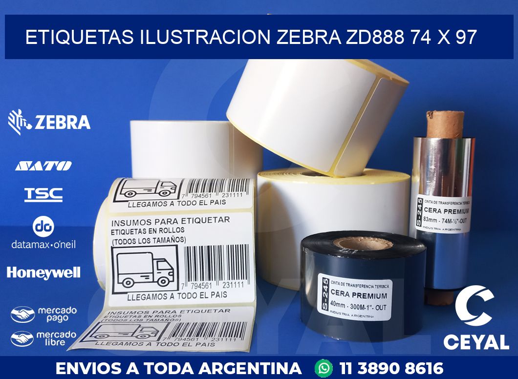 ETIQUETAS ILUSTRACION ZEBRA ZD888 74 x 97
