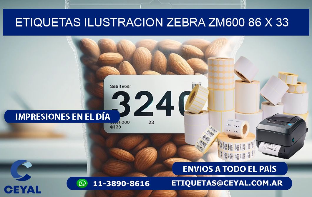 ETIQUETAS ILUSTRACION ZEBRA ZM600 86 x 33
