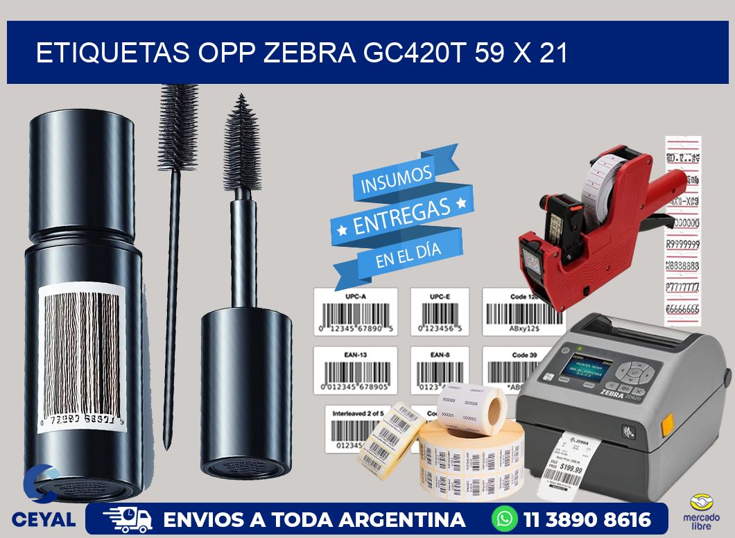 ETIQUETAS OPP ZEBRA GC420T 59 x 21