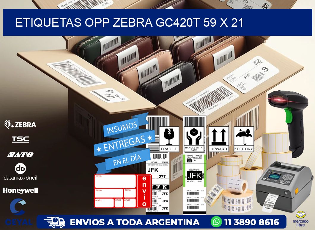 ETIQUETAS OPP ZEBRA GC420T 59 x 21