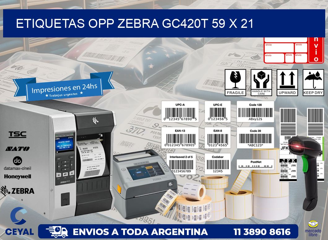 ETIQUETAS OPP ZEBRA GC420T 59 x 21