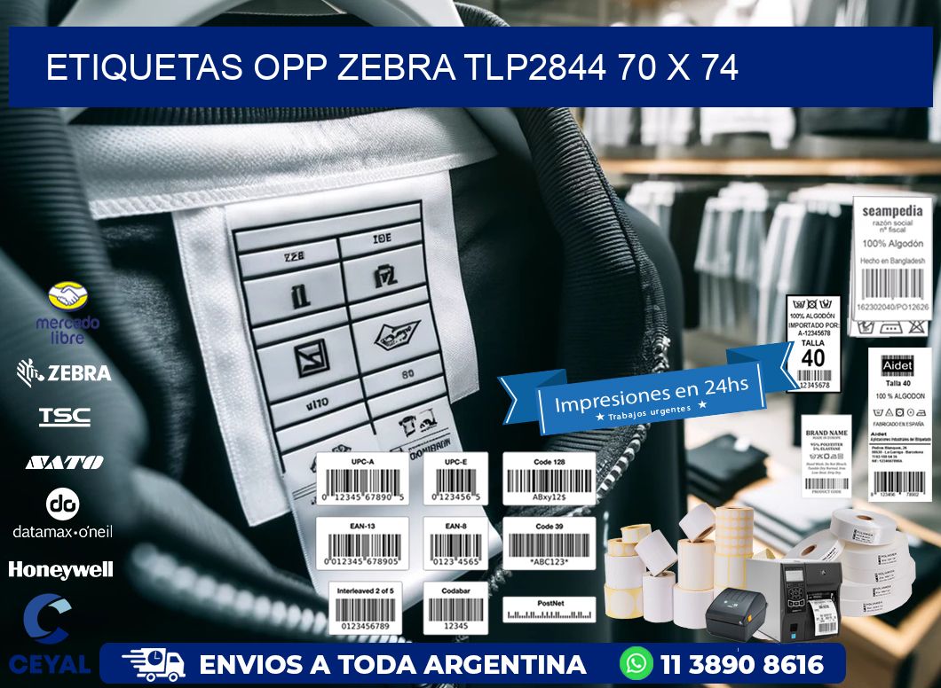 ETIQUETAS OPP ZEBRA TLP2844 70 x 74