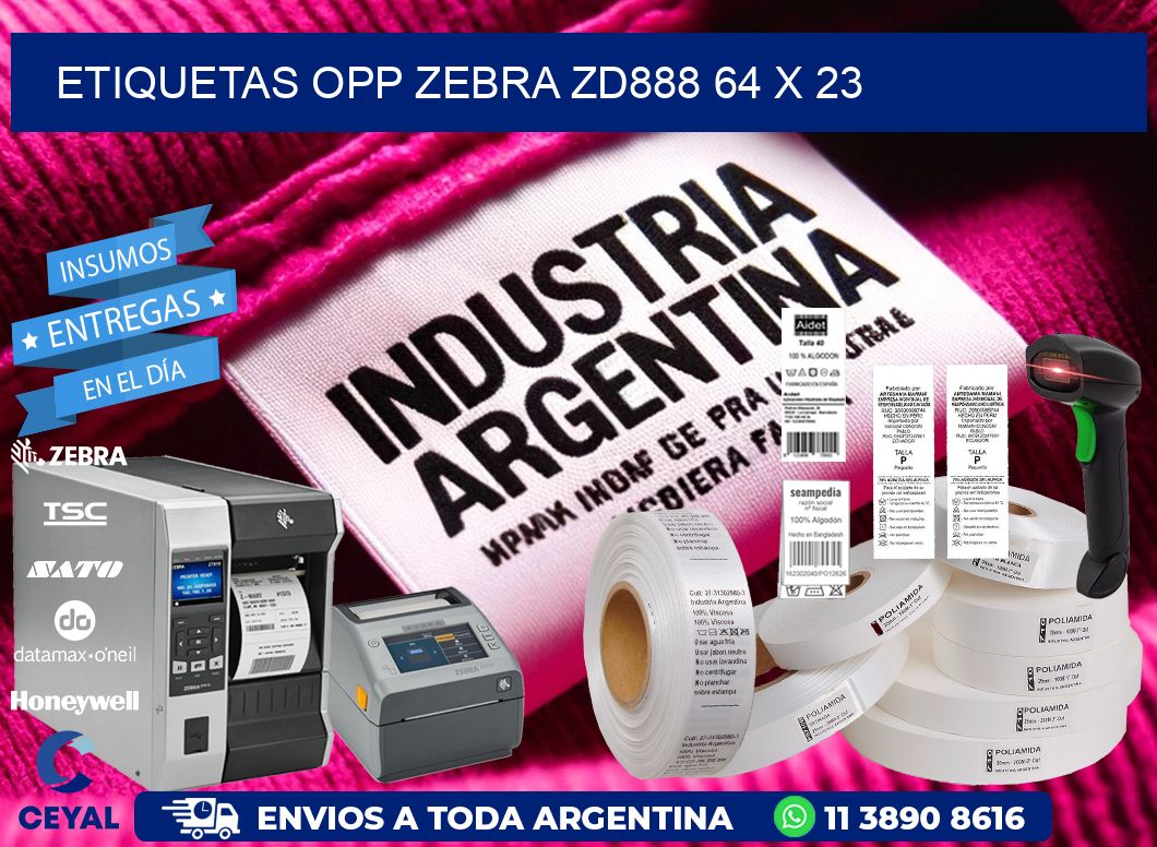 ETIQUETAS OPP ZEBRA ZD888 64 x 23