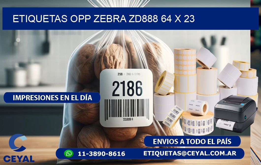 ETIQUETAS OPP ZEBRA ZD888 64 x 23