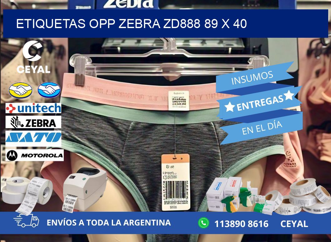 ETIQUETAS OPP ZEBRA ZD888 89 x 40