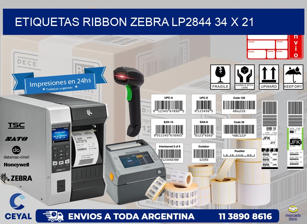 ETIQUETAS RIBBON Zebra LP2844 34 x 21