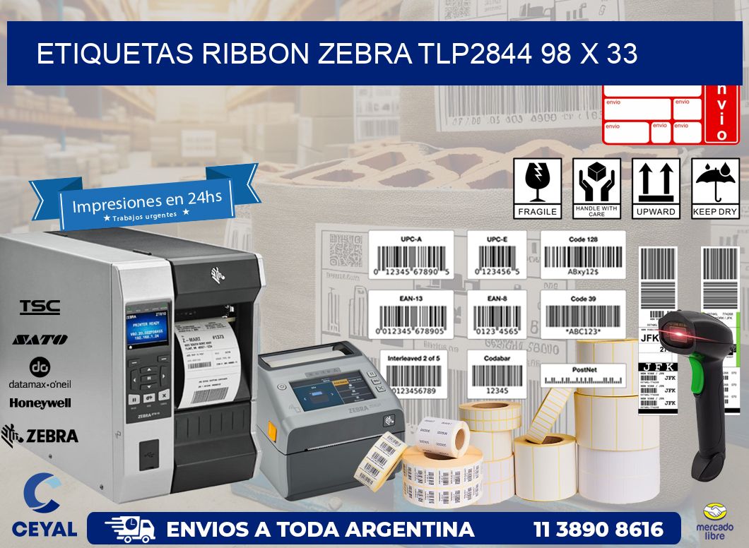 ETIQUETAS RIBBON Zebra TLP2844 98 x 33