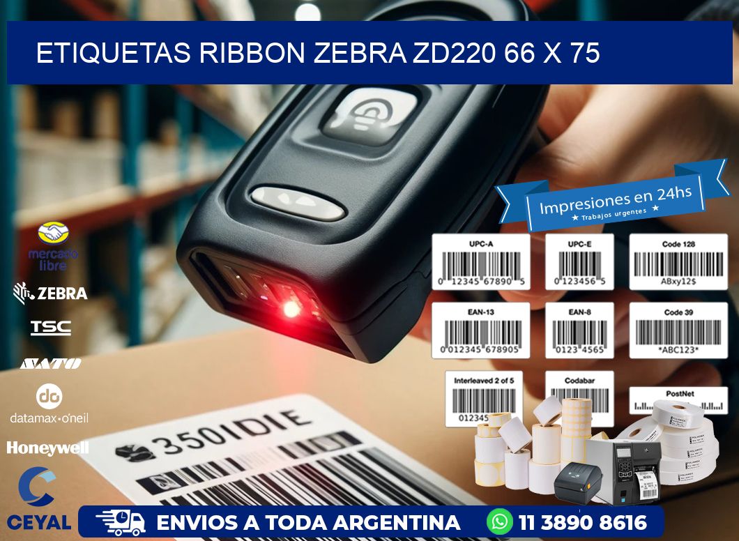 ETIQUETAS RIBBON Zebra ZD220 66 x 75