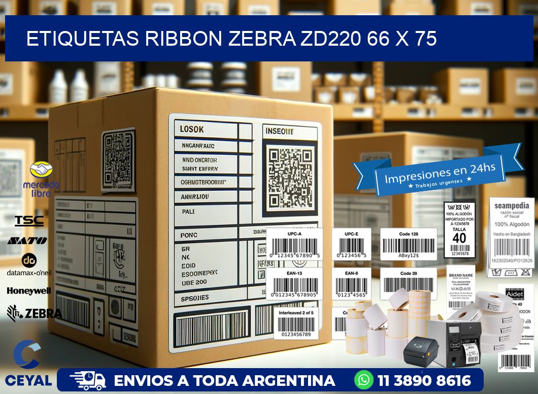 ETIQUETAS RIBBON Zebra ZD220 66 x 75