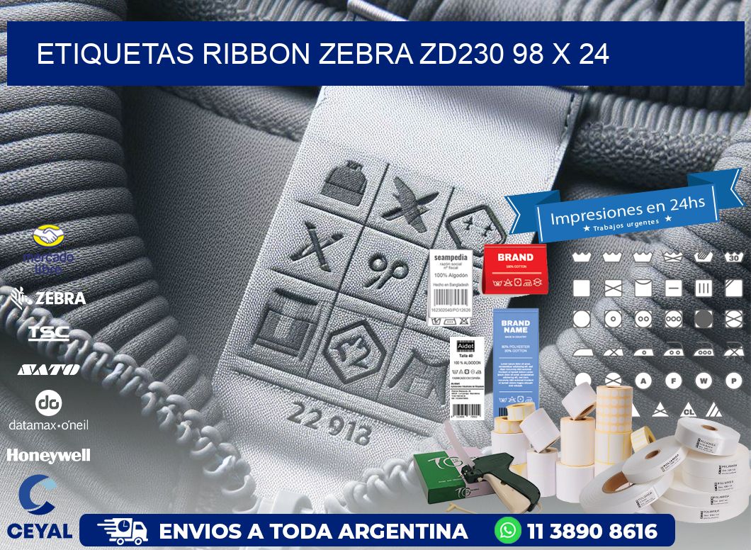ETIQUETAS RIBBON Zebra ZD230 98 x 24