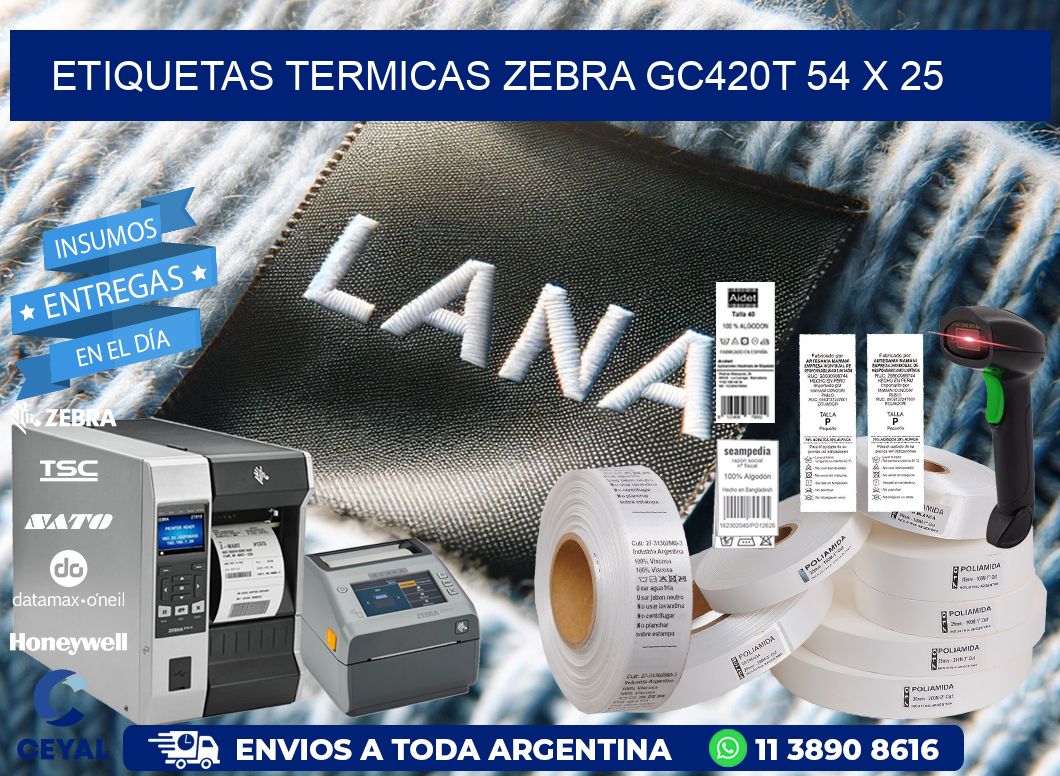 ETIQUETAS TERMICAS ZEBRA GC420T 54 x 25