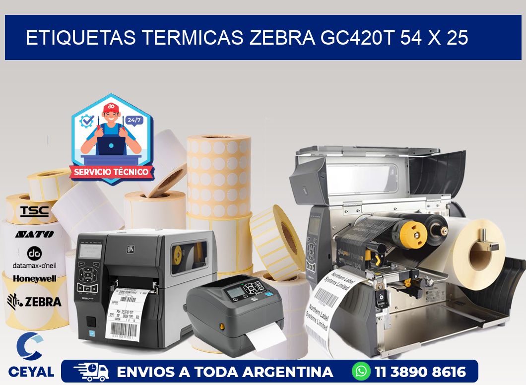 ETIQUETAS TERMICAS ZEBRA GC420T 54 x 25
