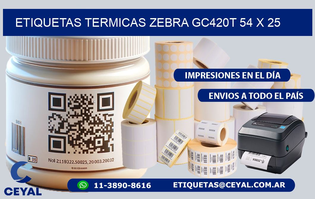 ETIQUETAS TERMICAS ZEBRA GC420T 54 x 25