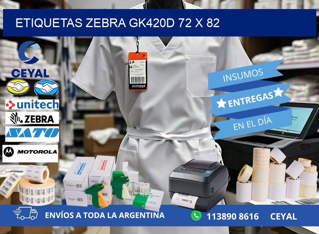 ETIQUETAS Zebra GK420D 72 x 82