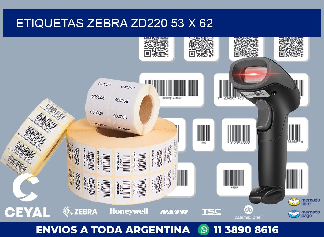 ETIQUETAS Zebra ZD220 53 x 62