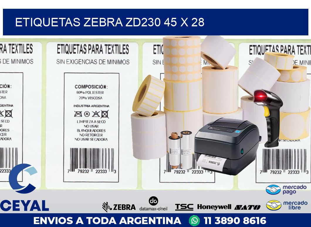 ETIQUETAS Zebra ZD230 45 x 28