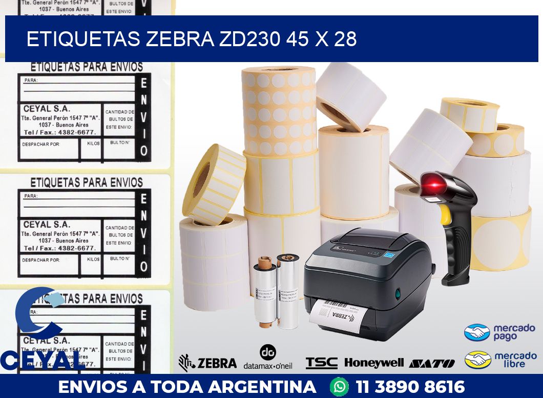 ETIQUETAS Zebra ZD230 45 x 28