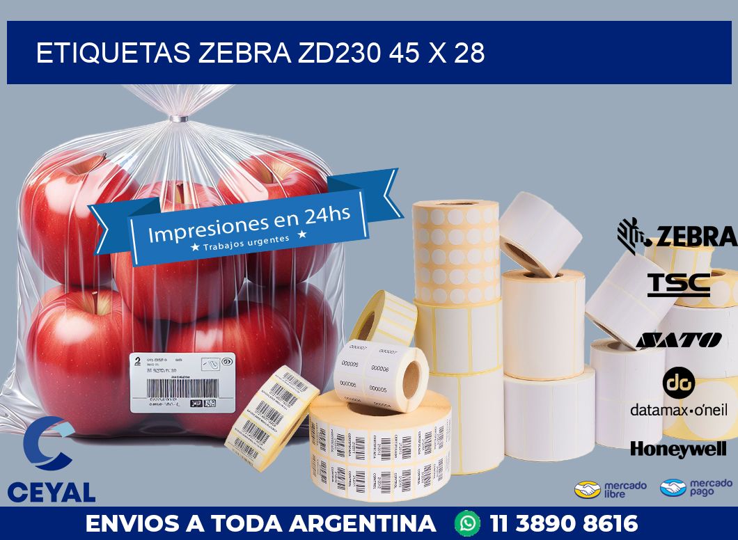ETIQUETAS Zebra ZD230 45 x 28