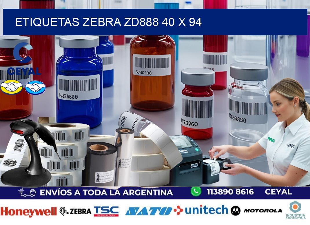 ETIQUETAS Zebra ZD888 40 x 94